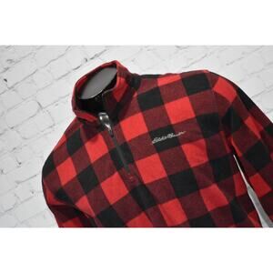 Eddie Bauer Fleece Shirt Pullover Mens Size 2XL XXL Lumberjack Red Black Plaids